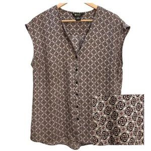 Haggar Women's Large Silky Button Down Blouse